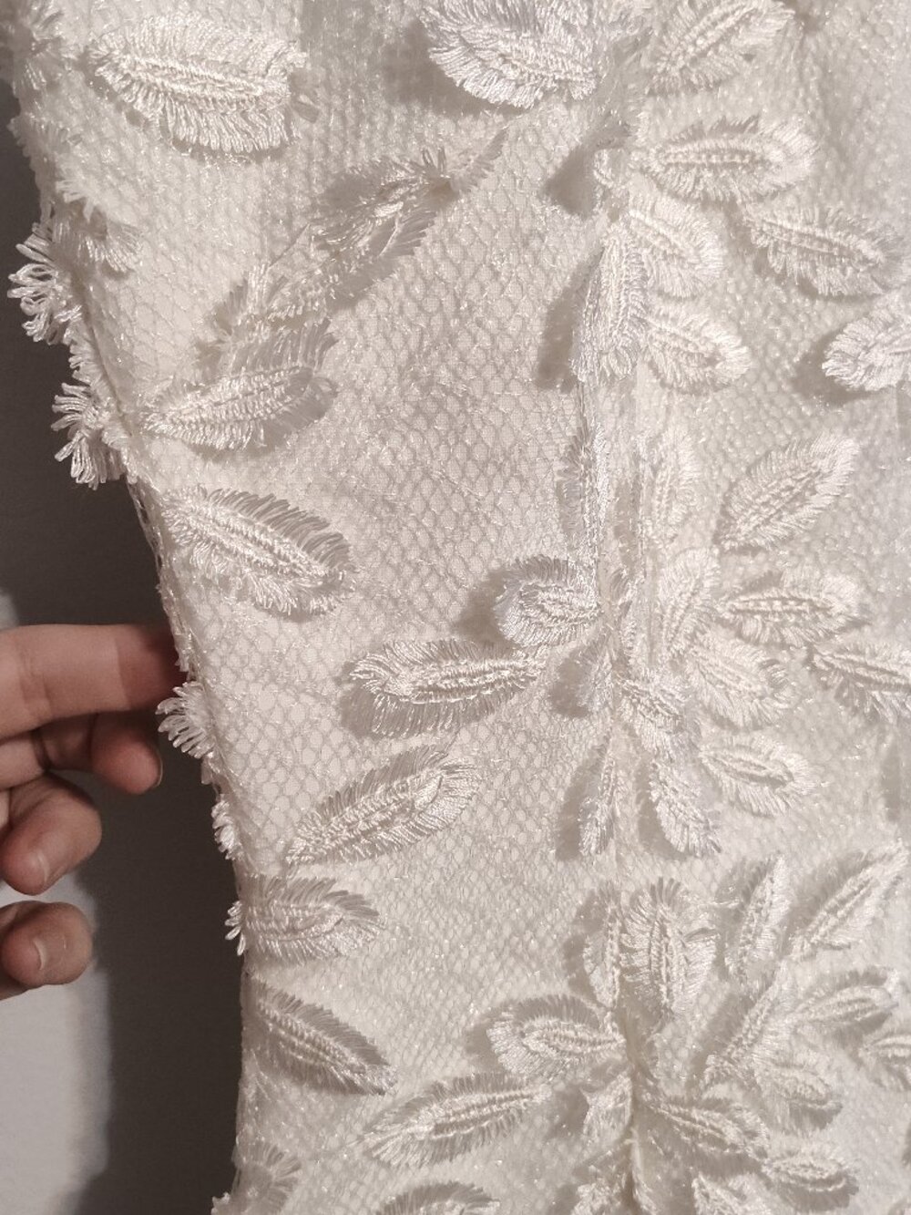 White 3D Floral Lace Maxi Dress size S Bridal bride beach wedding boho, new with - Picture 7 of 16